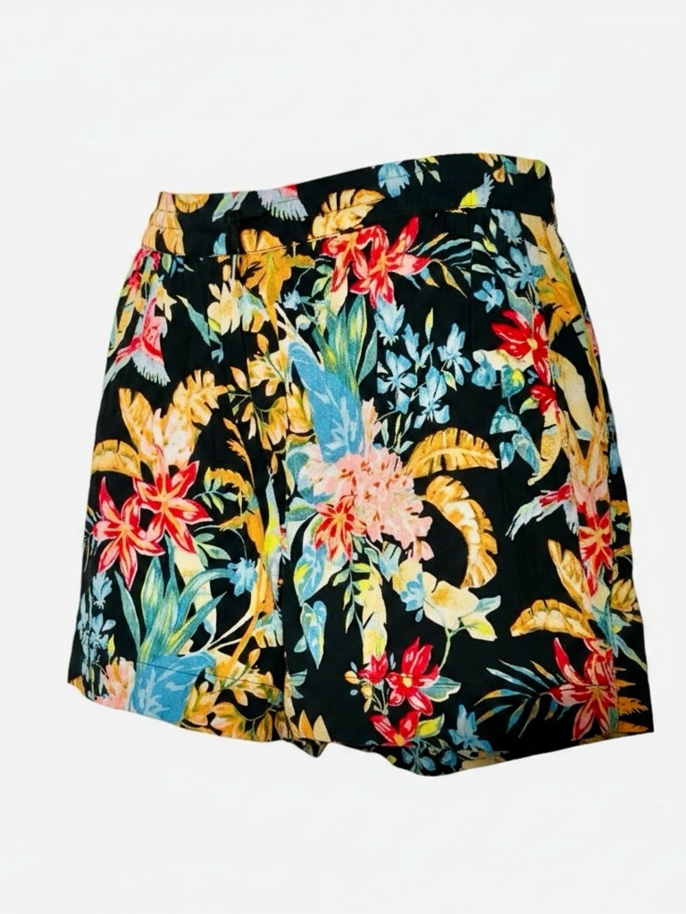 ELAN- Black Floral/Tropical Two-Piece Shirt & Shorts Set - Picture 4 of 10